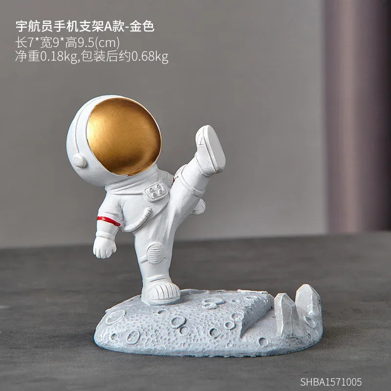 Nordic Style Astronaut Resin Mobile Phone Stand - Office Desk Decoration and Gift