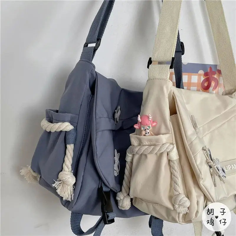 Nylon Handbags Shoulder Bag Japanese Retro Crossbody Bag Large Capacity Workwear Postman Bag for Women