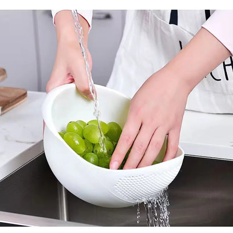 Multi-Purpose Rice Washing Drain Basket – Kitchen Colander for Fruits, Vegetables, and Rice