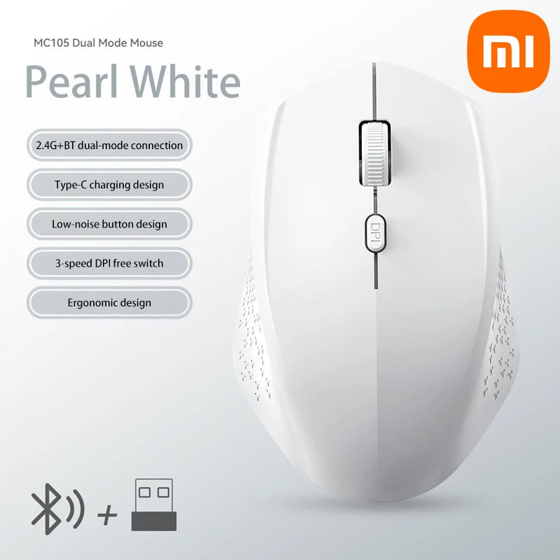 Xiaomi Wireless Mouse - Dual Mode Bluetooth & 2.4GHz Ergonomic Mini Mouse with 1600 DPI