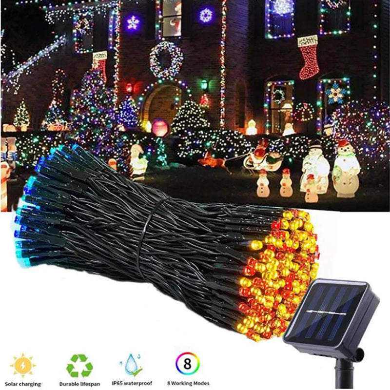 Solar Powered Outdoor Fairy Lights, IP65 Waterproof with 8 Lighting Modes for Entertaining