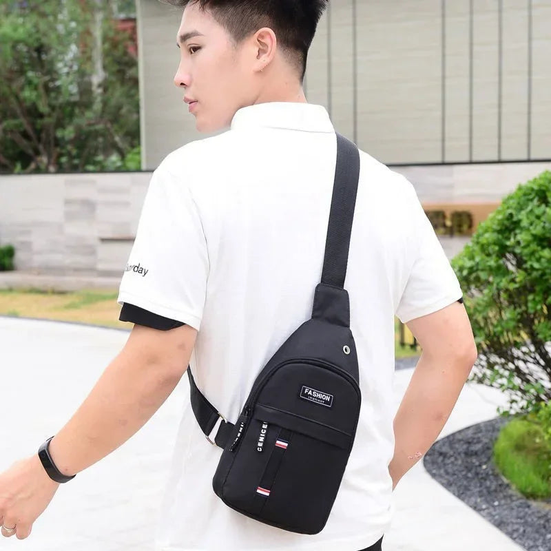 Men's Nylon Waterproof Chest Bag | Fashion One-Shoulder Crossbody Messenger Pack