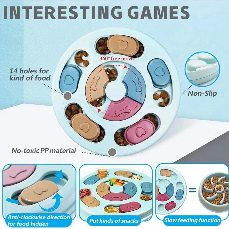 DOG FOOD HIDING BOWL – INTERACTIVE SLOW FEEDER & TRAINING TOY FOR BOREDOM RELIEF