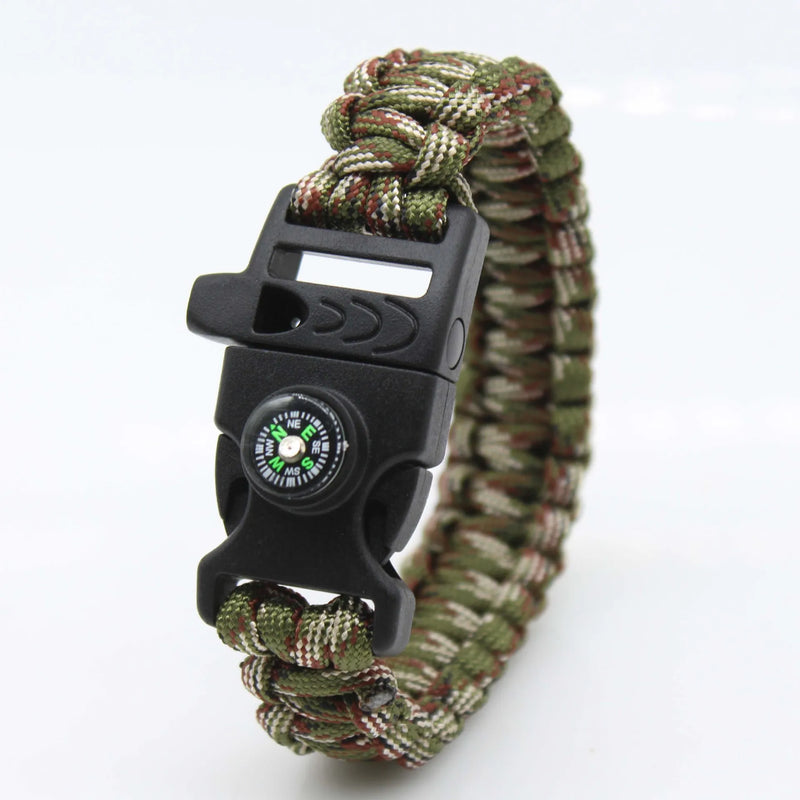 Multifunctional Paracord Survival Bracelet with Whistle, Compass for Outdoor Travel, Camping & Hiking