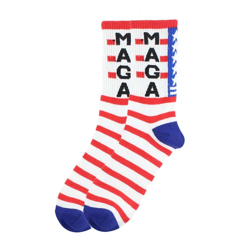 2024 Donald Trump Funny Socks – Spoof Character Crew Socks with 3D Fake Hair for Men & Women