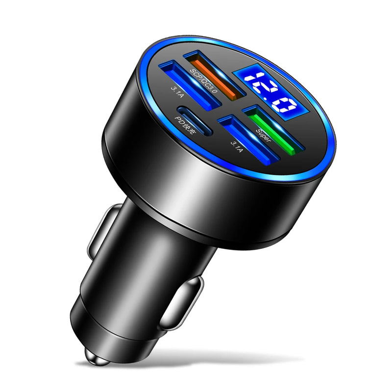 250W PD USB Car Charger – Fast Charging Adapter for iPhone, Xiaomi, Huawei, Samsung, and More