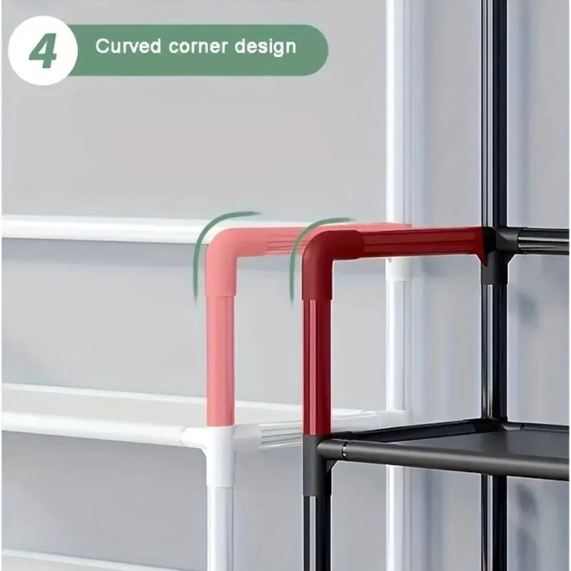 Multi-Layer Shoe Rack & Clothes Hanger – DIY Floor-Standing Storage Organiser for Living Room