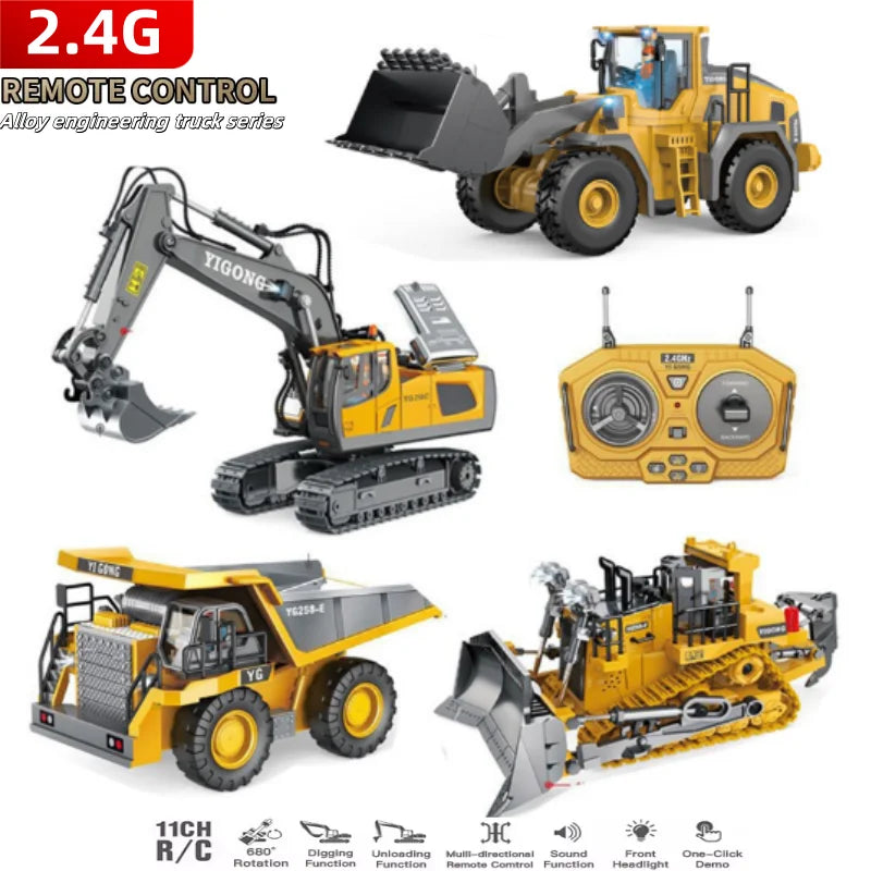 REMOTE CONTROL ENGINEERING VEHICLE – RC EXCAVATOR, BULLDOZER, DUMP TRUCK TOY FOR KIDS, 2.4G CRAWLER TRUCK