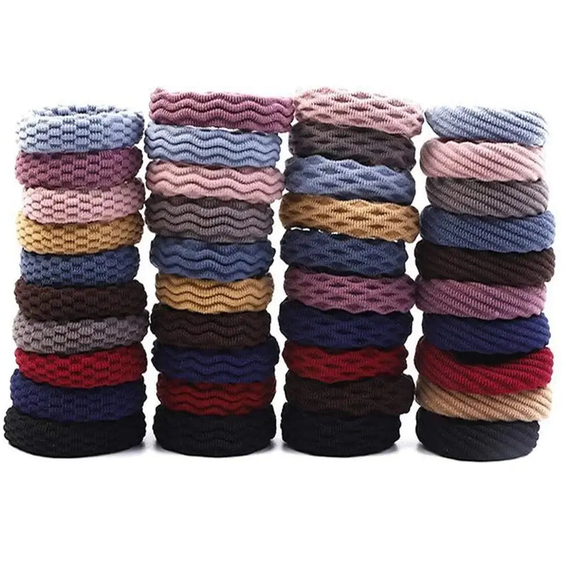 20PCS Simple Elastic Hair Bands – Fashionable Cotton Blend Hair Ties for Women & Girls