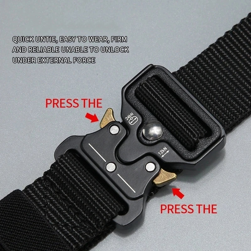 Men’s Outdoor Tactical Nylon Belt – Multi-Functional, Durable Canvas Belt with Adjustable Buckle