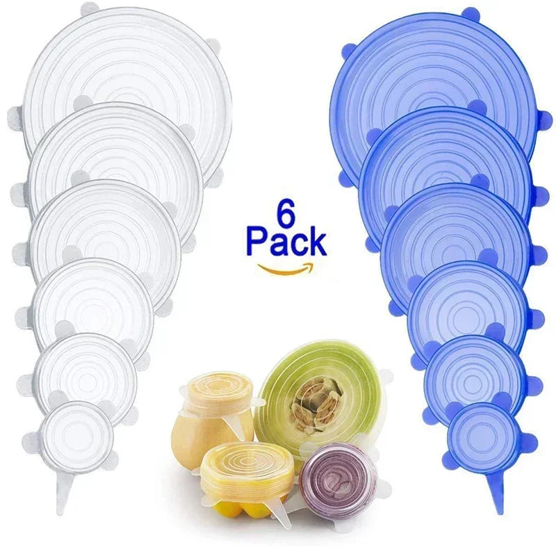 6PCS Adjustable Silicone Food Covers | Reusable Airtight Stretch Lids