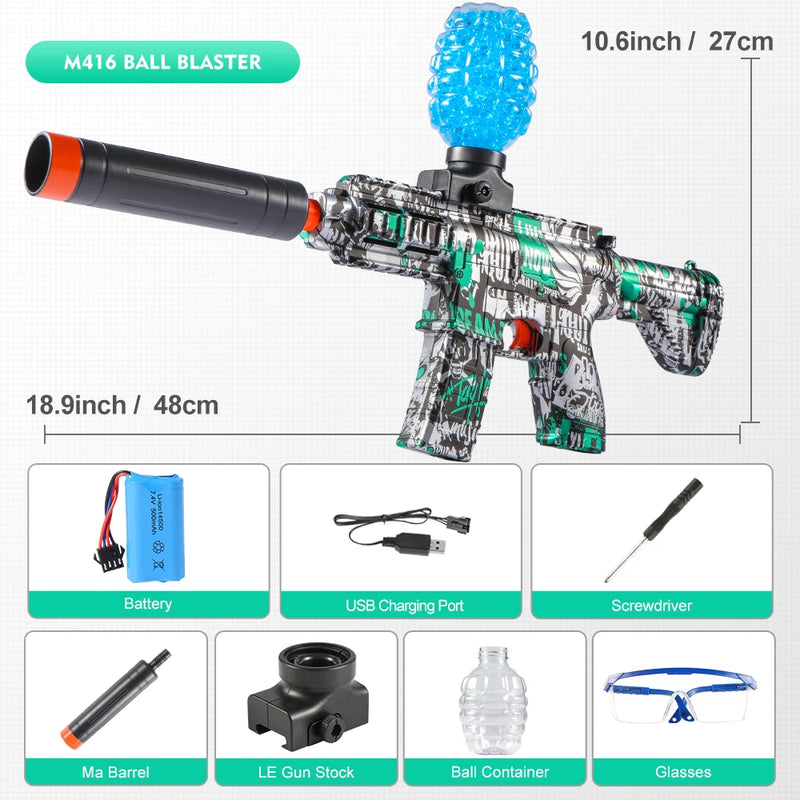 M416 ELECTRIC BALL BLASTER TOY GUN – HIGH-SPEED, METALLIC FINISH, RECHARGEABLE – PERFECT GIFT FOR KIDS & ADULTS