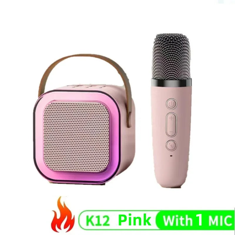 Portable Bluetooth 5.3 K12 Karaoke Machine with Wireless Microphones – Home Family Singing Gifts