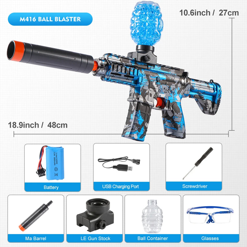 M416 ELECTRIC BALL BLASTER TOY GUN – HIGH-SPEED, METALLIC FINISH, RECHARGEABLE – PERFECT GIFT FOR KIDS & ADULTS