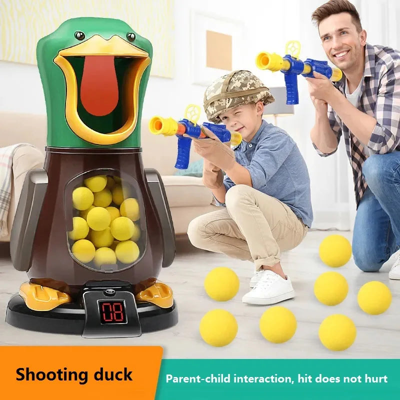 Air-Powered Duck Shooting Game – Soft Bullet Ball Gun Toy with Light & Electronic Scoring for Kids