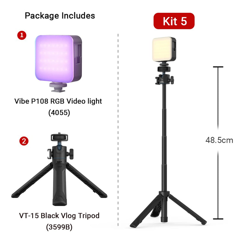 SmallRig Portable Vibe P108 RGB Video Light, 130mins Battery, 108 LED Beads, Pocket Size Floodlight