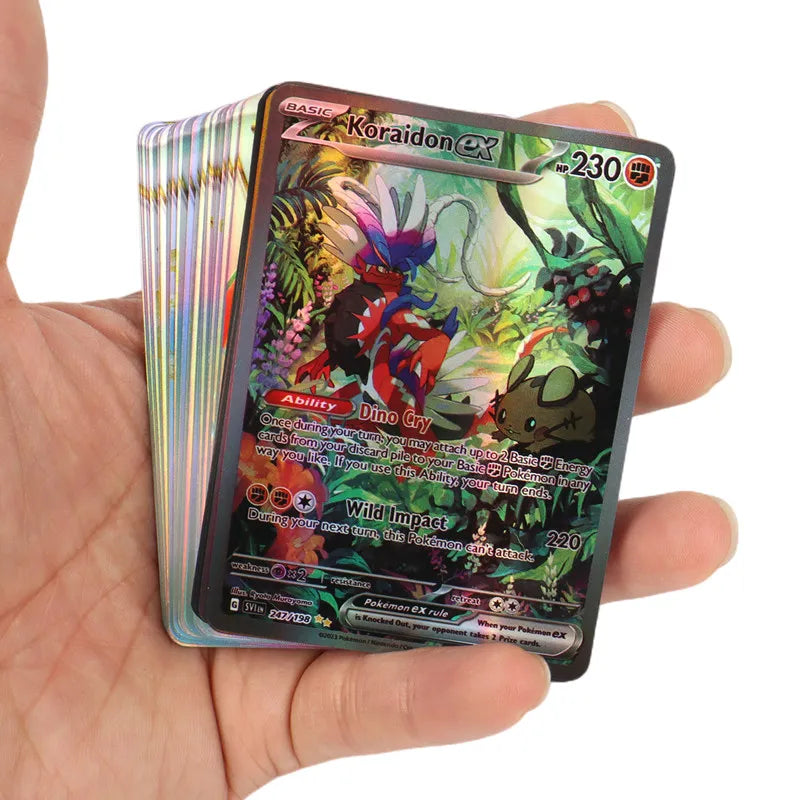 60/100pcs Pokémon TCG Scarlet & Violet EX VSTAR Holographic Cards – English Shiny Trading Set