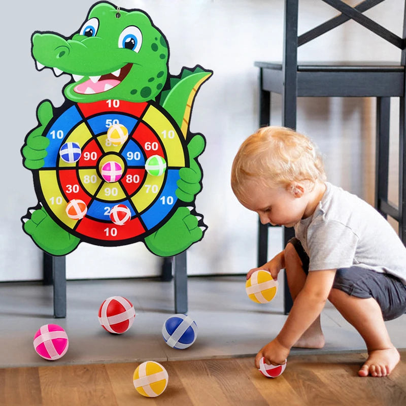 Toddler Educational Dart Board Toys – Kids Indoor Outdoor Party Game with Sticky Balls