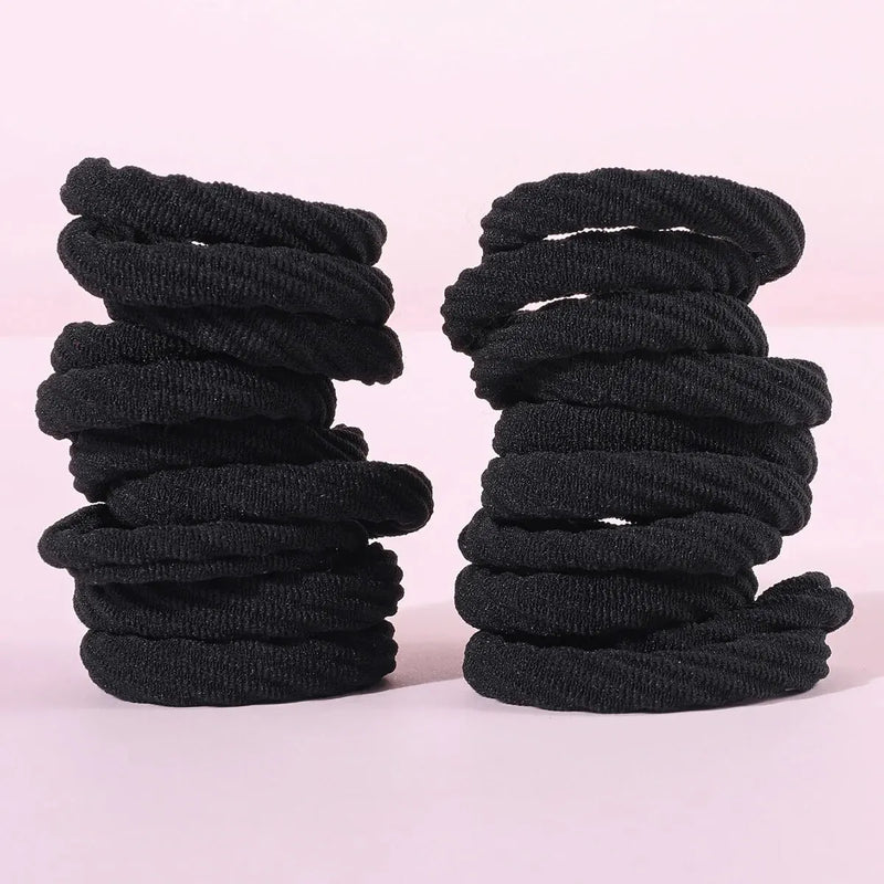 20PCS Simple Elastic Hair Bands – Fashionable Cotton Blend Hair Ties for Women & Girls