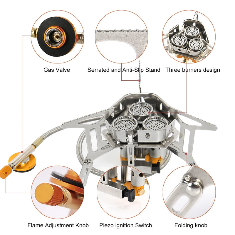 Widesea Portable Camping Gas Stove with Ignition for Outdoor Cooking, Hiking & Picnics