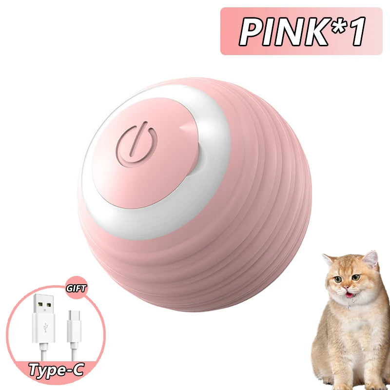 Automatic Cat Interactive Ball Toy | Smart Rechargeable Rolling Ball with Faux Tail for Indoor Cats