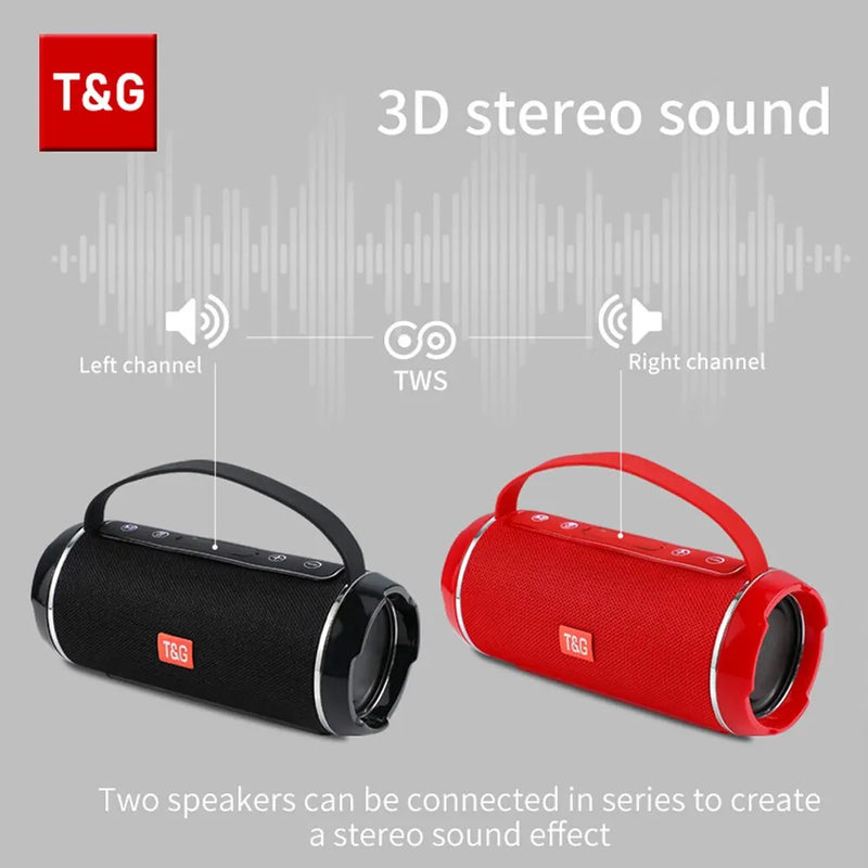 T&G TG116C Bluetooth Speaker – TWS Wireless, Waterproof, Portable Outdoor Subwoofer with 3D Stereo Sound