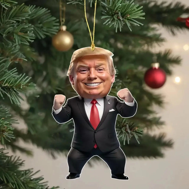 Trump-Inspired Acrylic Christmas Ornament for Car and Tree - Funny Holiday Gift Pendant