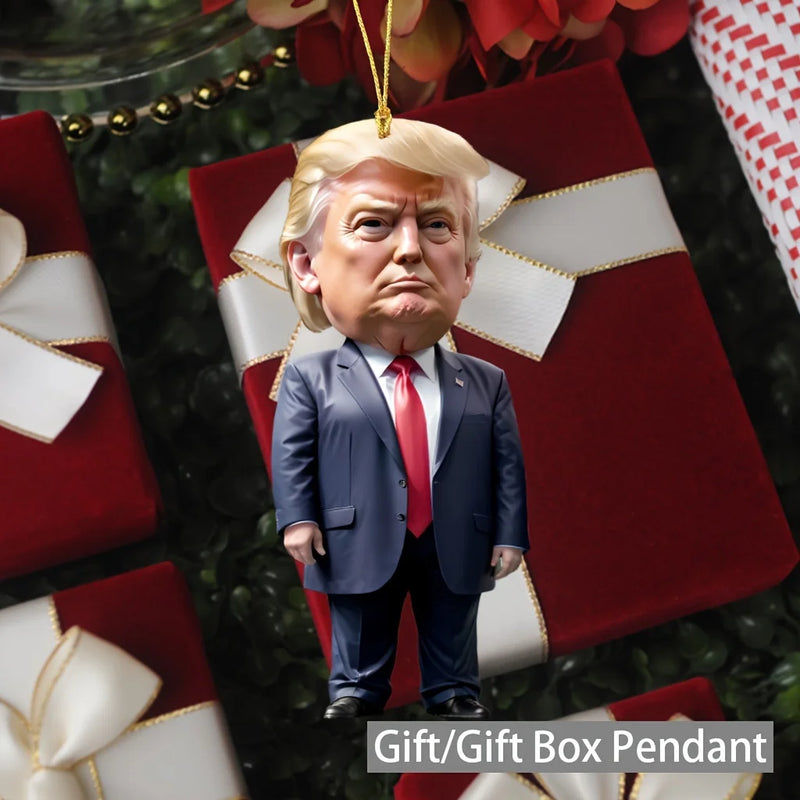 Trump-Inspired Acrylic Christmas Ornament for Car and Tree - Funny Holiday Gift Pendant