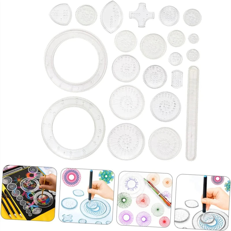 Spirograph Ruler Drawing Toy – Educational Interlocking Gears & Scratch Painting Accessories