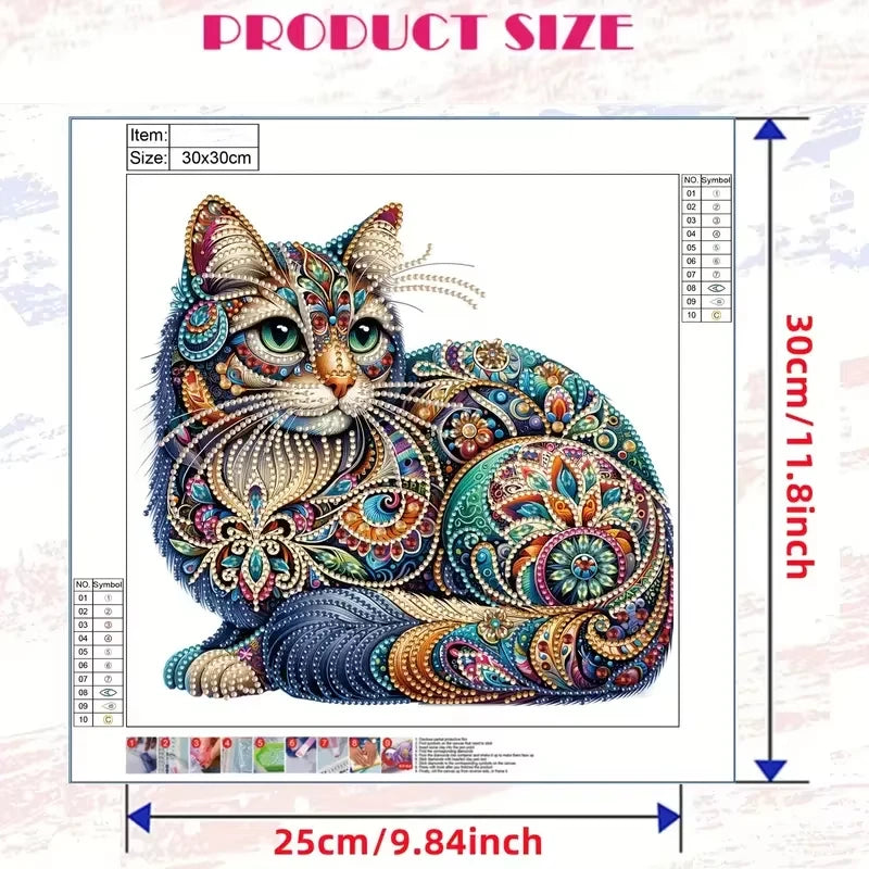 DIY 5D Cat Diamond Painting Kit - Special Shape Crystal Mosaic Craft for Home Decor & Gifts