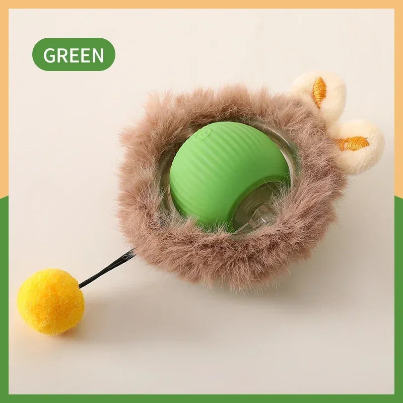 Automatic Cat Interactive Ball Toy | Smart Rechargeable Rolling Ball with Faux Tail for Indoor Cats