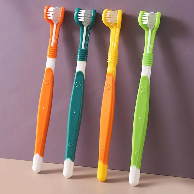 Three-Head Pet Toothbrush for Dogs and Cats | Oral Cleaning Brush for Effective Dental Care