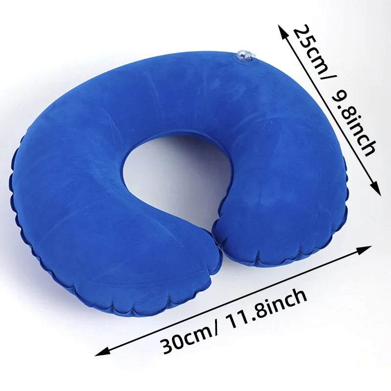 Inflatable C-Shaped Travel Neck Pillow – Portable Round Cushion for Travel, Bedding & Body Support