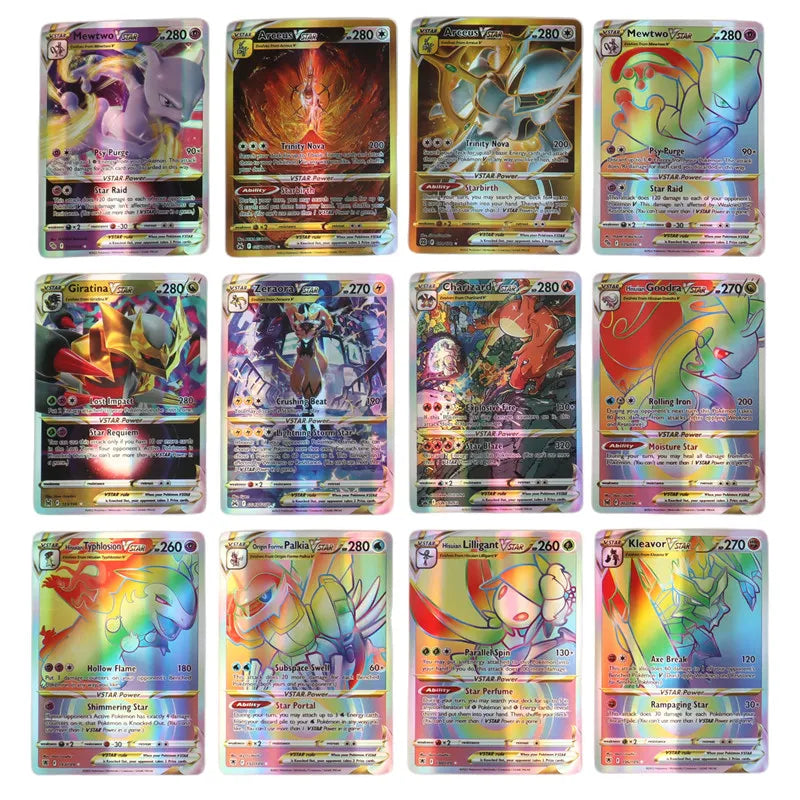 60/100pcs Pokémon TCG Scarlet & Violet EX VSTAR Holographic Cards – English Shiny Trading Set