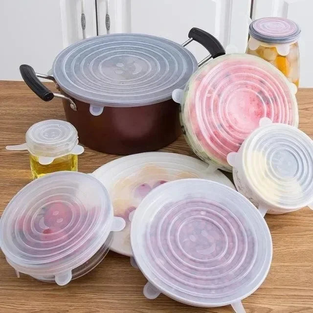 6PCS Adjustable Silicone Food Covers | Reusable Airtight Stretch Lids