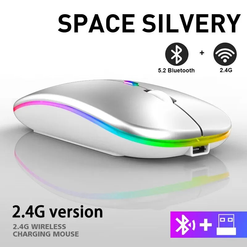 RGB Rechargeable Wireless Bluetooth Gaming Mouse – Ergonomic Design, LED Backlit, 3600 DPI