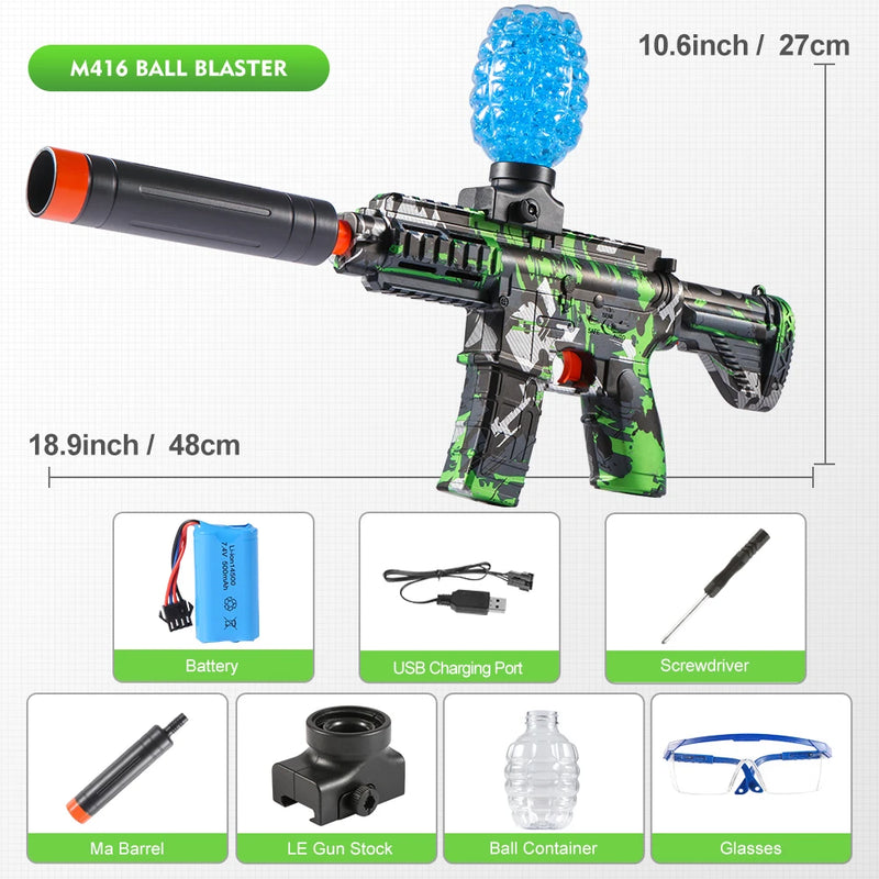 M416 ELECTRIC BALL BLASTER TOY GUN – HIGH-SPEED, METALLIC FINISH, RECHARGEABLE – PERFECT GIFT FOR KIDS & ADULTS