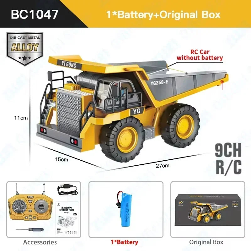 REMOTE CONTROL ENGINEERING VEHICLE – RC EXCAVATOR, BULLDOZER, DUMP TRUCK TOY FOR KIDS, 2.4G CRAWLER TRUCK