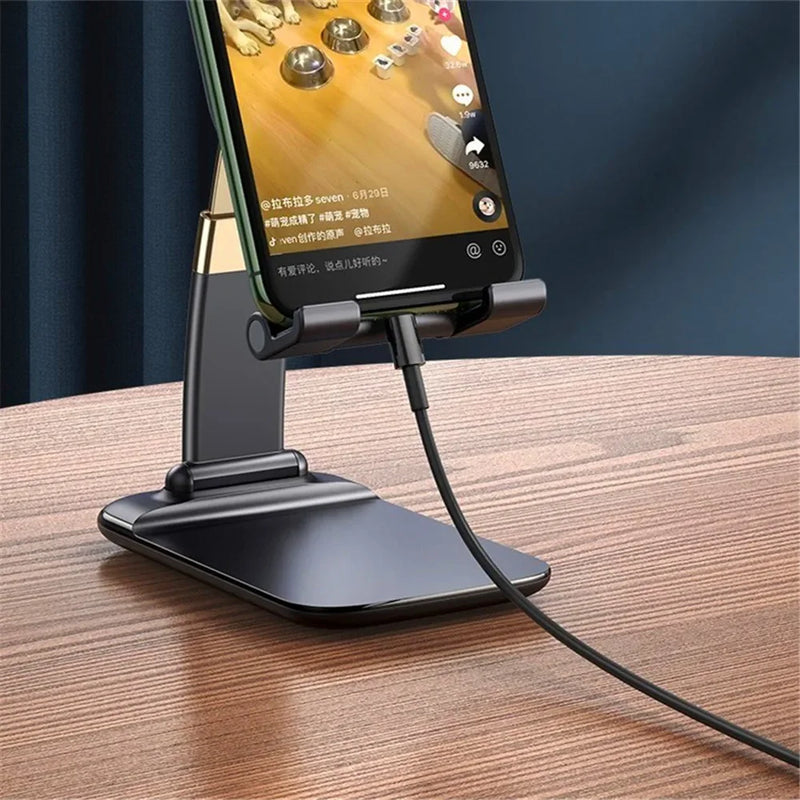 Foldable Metal Desktop Phone Stand – Universal Holder for iPhone, iPad, Tablets & Smartphones