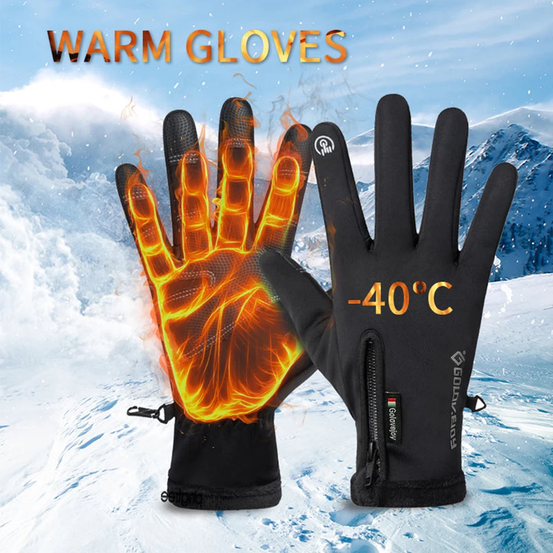 Winter Motorcycle Gloves – Thermal Fleece Lined, Waterproof, Touchscreen, Windproof Riding Gloves