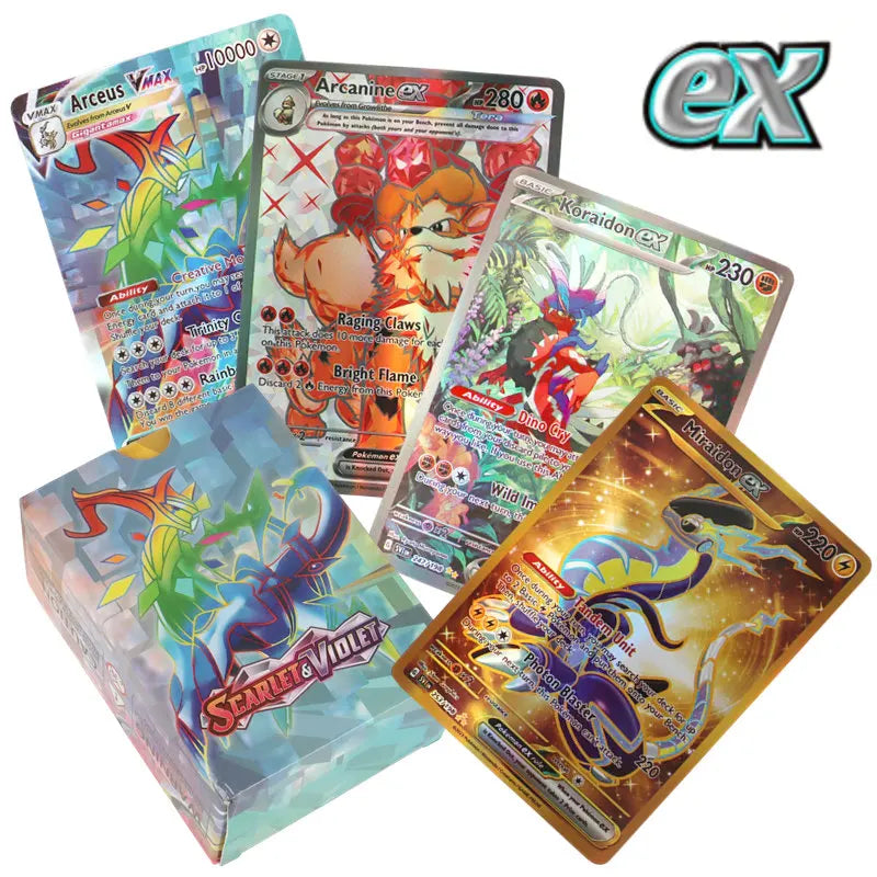 60/100pcs Pokémon TCG Scarlet & Violet EX VSTAR Holographic Cards – English Shiny Trading Set