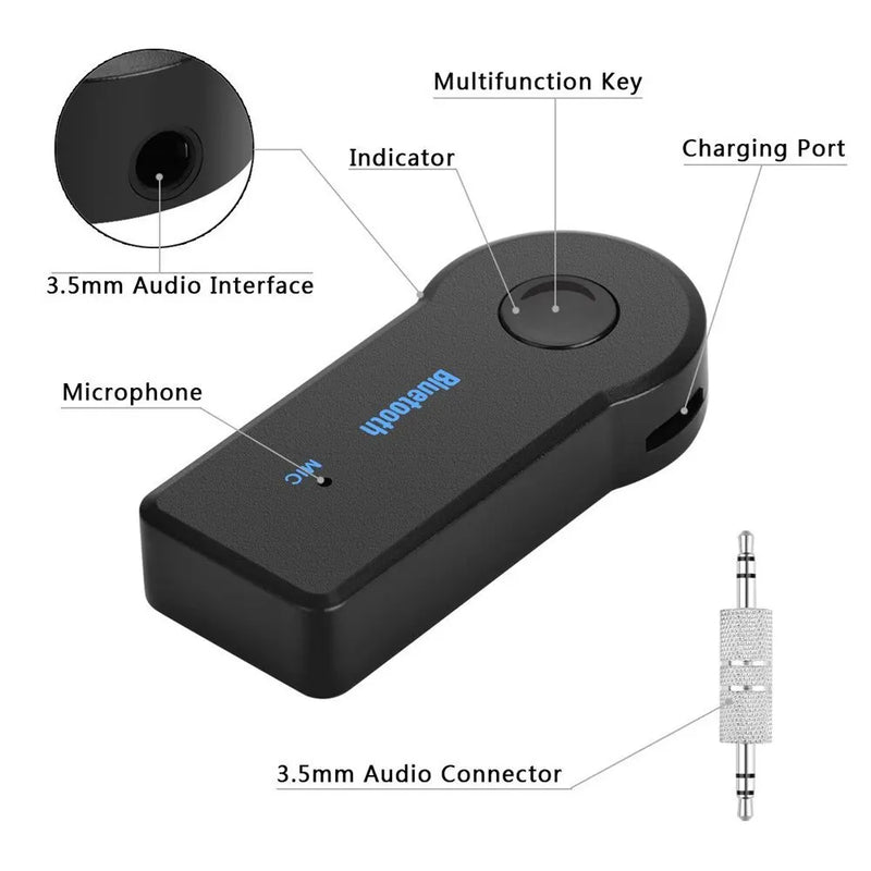 Bluetooth 5.0 AUX Receiver – 3.5mm Wireless Audio Adapter for Car, Speakers, and Amplifiers with Mic