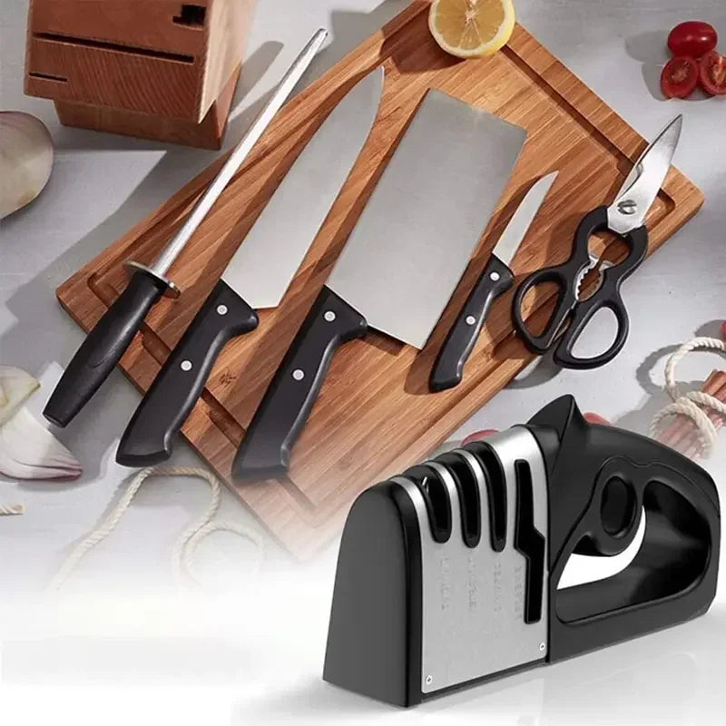 4-in-1 Multifunctional Knife Sharpener – Handheld Stainless Steel Blade Sharpener for Kitchen Knives