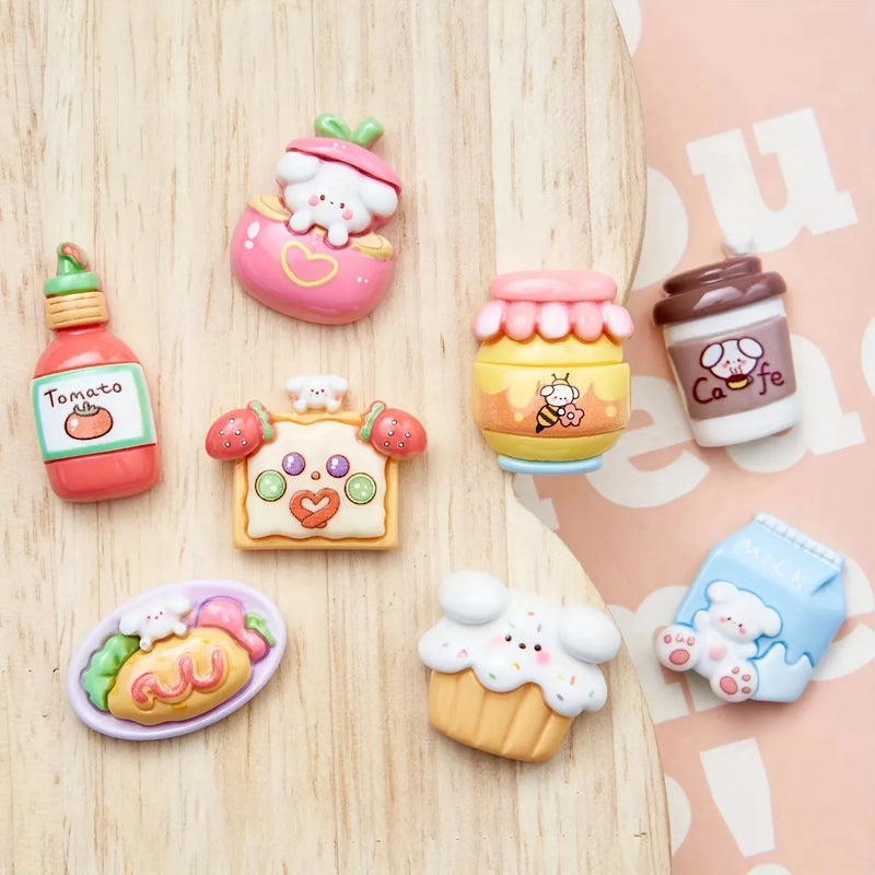 8Pcs Kawaii Cartoon Food Refrigerator Magnets, Cute Decorative Fridge Magnets for Home & Office