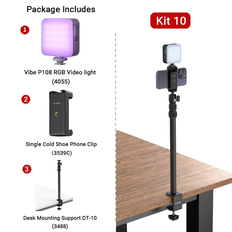 SmallRig Portable Vibe P108 RGB Video Light, 130mins Battery, 108 LED Beads, Pocket Size Floodlight