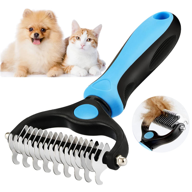 Professional Pet Deshedding Brush | Knot Cutter & Hair Remover Comb for Dogs & Cats Grooming