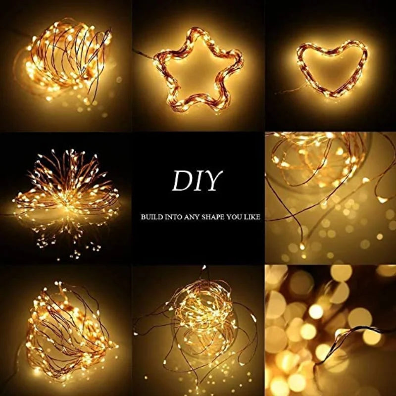 Battery-Powered Fairy Lights - Copper Wire String Lights for Weddings, Parties & Home Decor