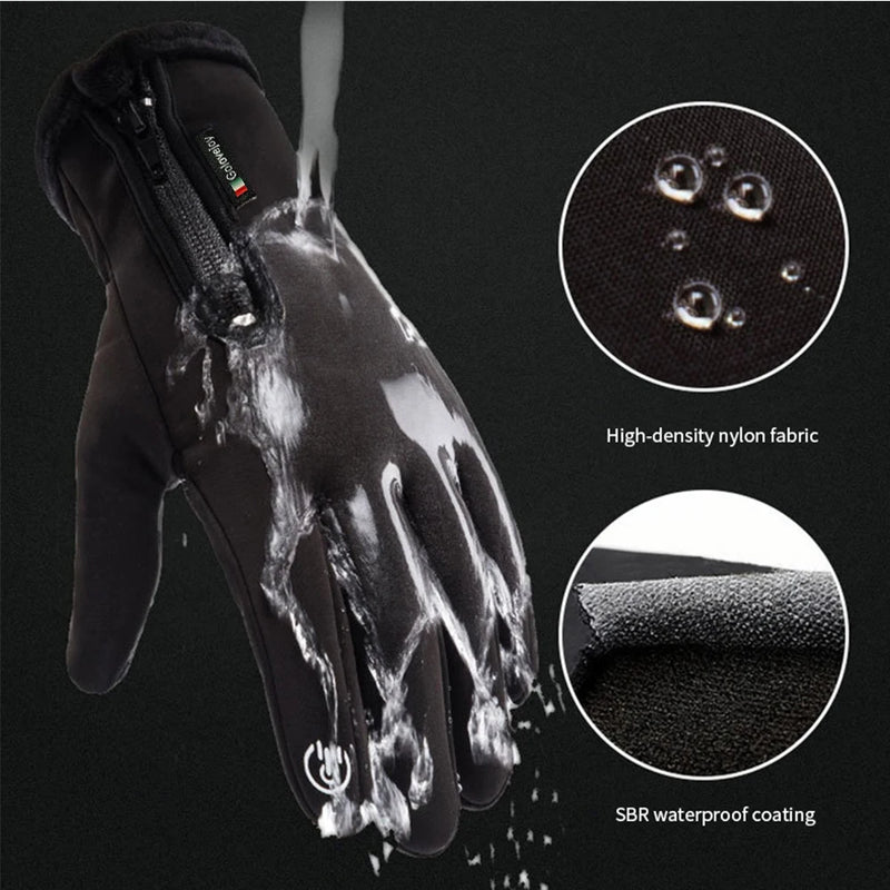 Winter Motorcycle Gloves – Thermal Fleece Lined, Waterproof, Touchscreen, Windproof Riding Gloves