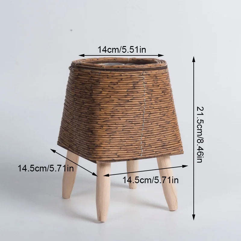 Nordic Style Imitation Rattan Flower Pot – Hand-Woven Planter Stand, Garden Décor & Home Storage Basket