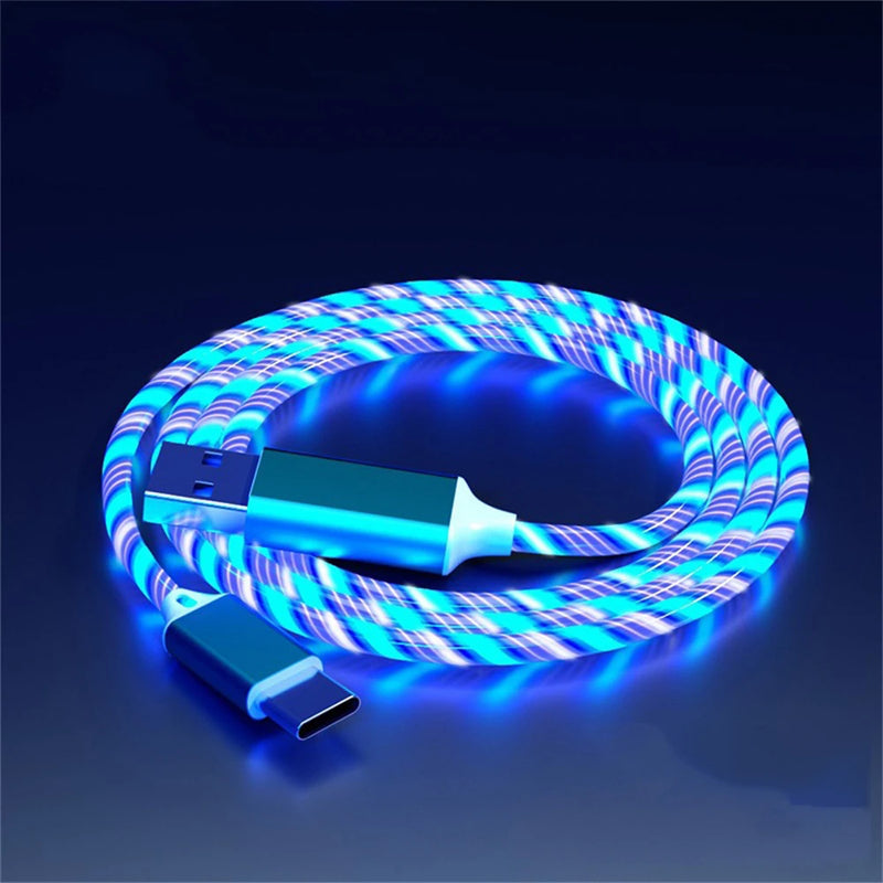 NNBILI LED Glowing 3-in-1 USB Fast Charging Cable – Luminous Type-C, Micro USB & Lightning Charger